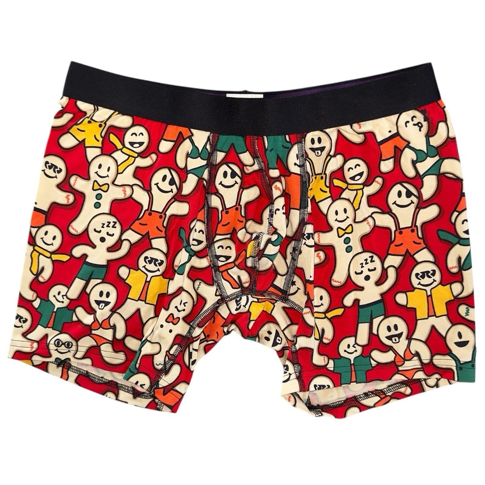 MeUndies Mens Medium‎ Red Christmas Gingerbread Man Modal Boxer Briefs NWOT